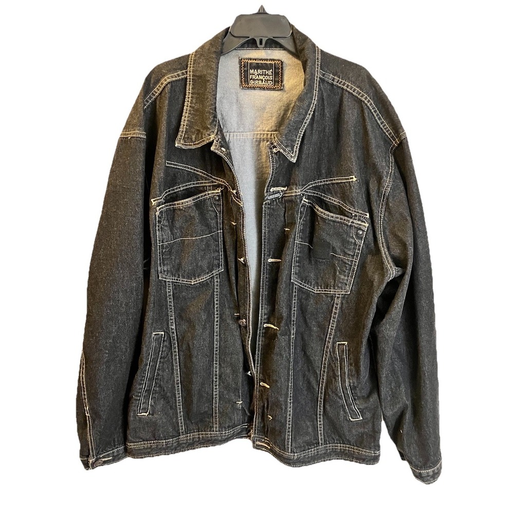 Marithe Francois Girbaud Denim Jacket VTG Y2K 4XL Black Trucker Streetwear